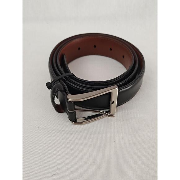 Penguin Black Genuine Bonded leather Silver Tone Buckle Men's Belt 40" Inches - Picture 1 of 10